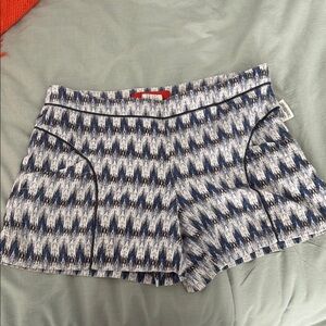Cartonnier Blue and White High Waist Zigzag Shorts